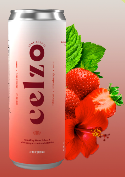 Celzo Hibiscus Strawberry Basil CBD Sparkling